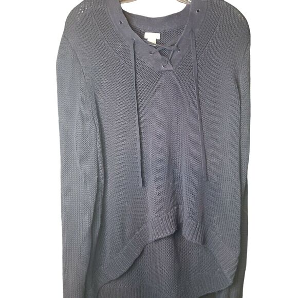 J Crew Women Sweater Pullover Long Sleeve Navy XL Cotton String Closer V-Neck - Picture 1 of 5